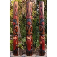 Tribal Tiki Bar Tongue Wood Mask Wall Patio Tropical Bar Decor 60"     253629429236